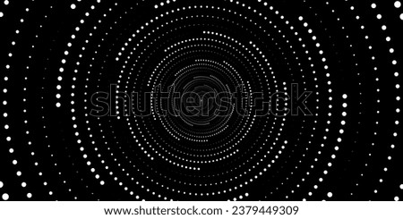 Swirling radial background. Black and white Halftone dotted background Pop art overlay texture. Hand drawn NOT AI