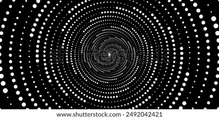 Abstract background with concentric circles in black and white colors. Radiating lines. Vector Illustration.	