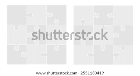 Puzzle grid vector. 3x3 puzzle grid, 9 pieces puzzle