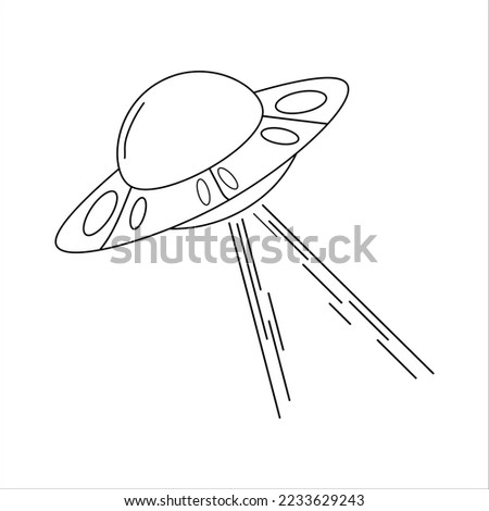 UFO Doodle Line Art Vector