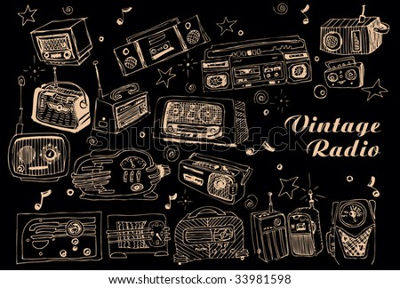 Hand drawn vector radios