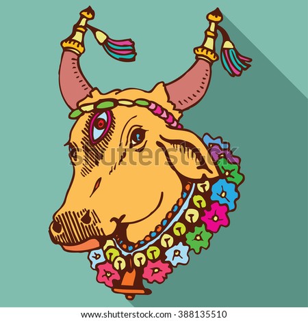 Indian Cow Stock Vector Illustration 388135510 : Shutterstock