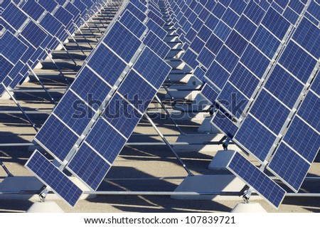 solar station in a sunny day in Zuera, Saragossa, Aragon, Spain