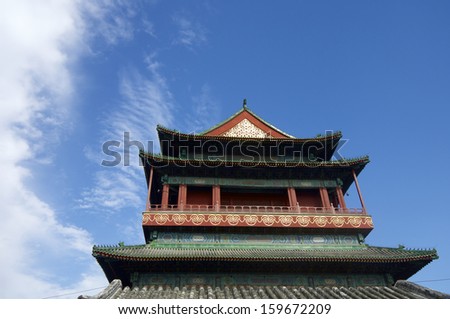 Drum Tower in Beijing, China. In ancient drums of this tower were used to tell time.
