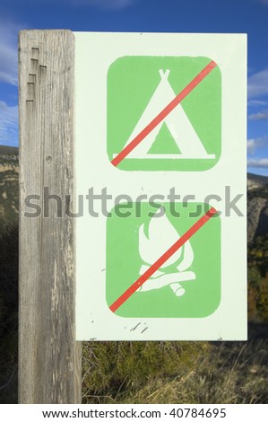 prohibited camping and fire signal in the Pyrenees, spain
