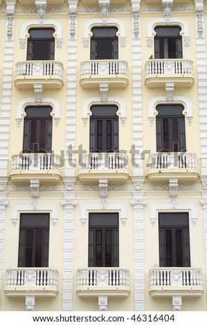 windows in the house of the camera oscura, Plaza Vieja, Havana, Cuba