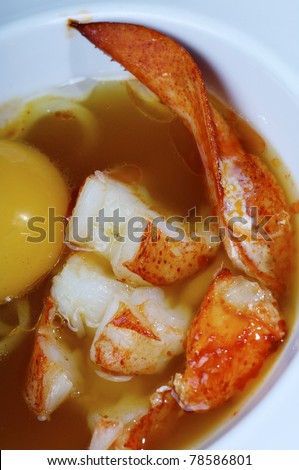 Lobster with  egg yolk and sea  soup