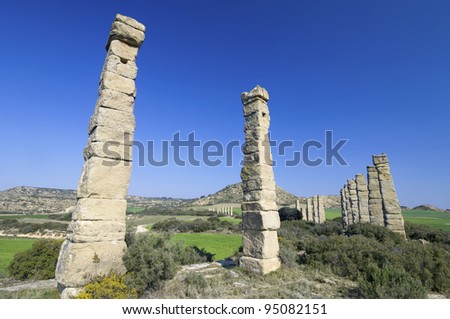archaeological remains of a Roman aqueduct,  Layana, zaragoza, Aragon, Spain