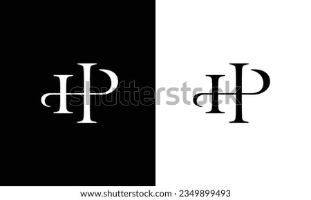 HP H P Letter Logo Design in Black Colors with black background. Creative Modern Letters Vector Icon Logo Illustration.