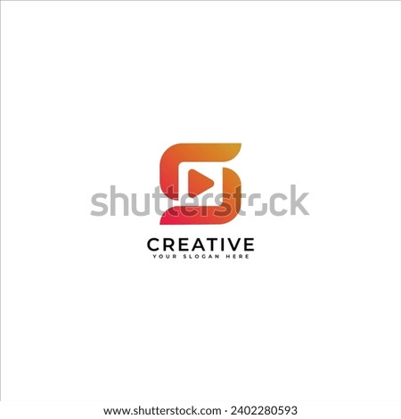 S letter video player abstract company logo icon