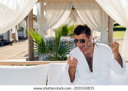 business man in sea holiday