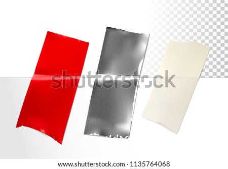 Realistic adhesive tapes of different materials on transparent background. Vector illustration. Ready for your design. EPS10. 