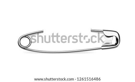 Closed pin pierced through white paper. Vector illustration isolated on white background. Great for poster, celebration, relationship. EPS.
