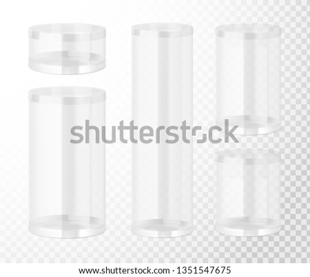 Plastic jar mockups. Vector illustration on transparent background. Layered file, easy to use for food, gifts, candy. EPS10.