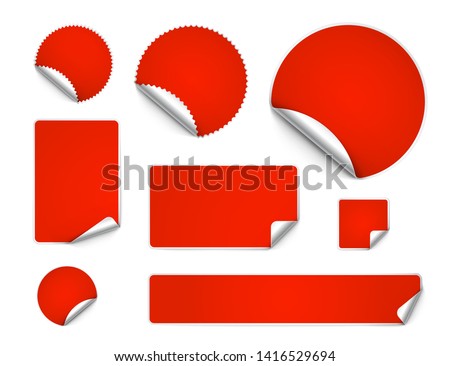 Set of curled stickers isolated on white background. Vector illustration. It can be use for price, promo, adv and etc.	