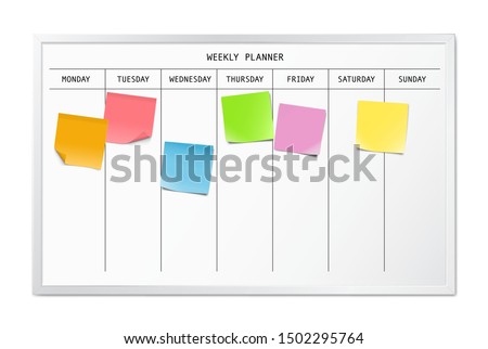 Weekly planner with memory notes. Vector illustration. Can be use for template your design, presentation, promo, ad. EPS10.	
