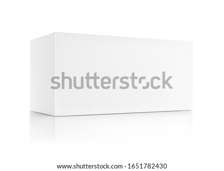 Realistic cardboard packaging box mockup. Vector illustration isolated on white background. Can be use for medicine, food, cosmetic and other. Ready for your presentation. EPS10.	