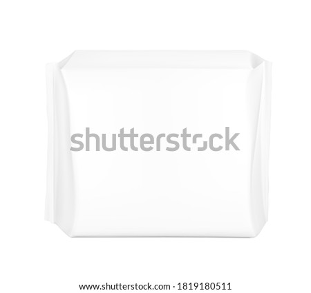 High realistic package bag with seam mockup. Front view. Vector illustration isolated on white background. Easy to use for presentation your product, design. EPS10.	