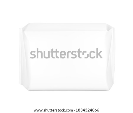 High realistic package bag with seam mockup. Front view. Vector illustration isolated on white background. Easy to use for presentation your product, design. EPS10.	