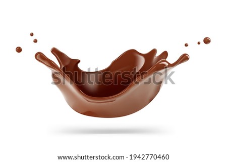 Realistic chocolate corona splash. Vector illustration isolated on white background. Сan easily be used for different backgrounds. EPS10.	