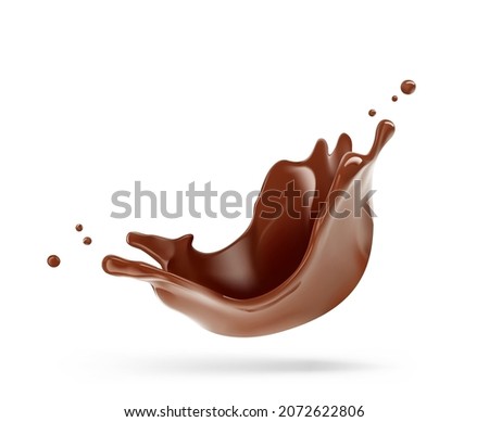 Realistic chocolate crown splash. Vector illustration isolated on white background. Сan easily be used for different backgrounds. EPS10.	 Imagine de stoc © 