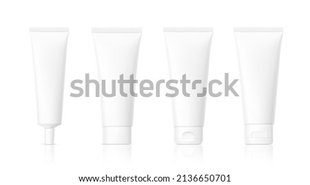 Set of blank realistic tubes on white background. Can be used for cosmetic, medical, gels, creams, shampoo and pastes.  Vector illustration. EPS10.	