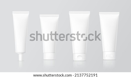 Set of blank realistic tubes. Can be used for cosmetic, medical, gels, creams, shampoo and pastes. Vector illustration. EPS10.	
