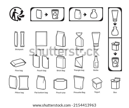 Set of icons for packaging recycling. Vector elements. Ready for use in your design. EPS10
