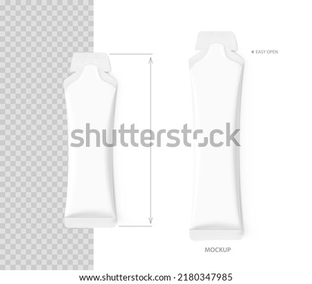 Sachet mockup set. Two size. Vector illustration isolated on white background. Easy to use for food, medical, cosmetic and etc. EPS10.	