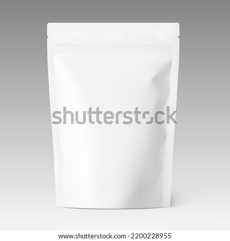 Food pouch bag imockup. Vector illustration. Front view. Can be use for template your design, presentation, promo, ad. EPS10.	 Stockfoto © 