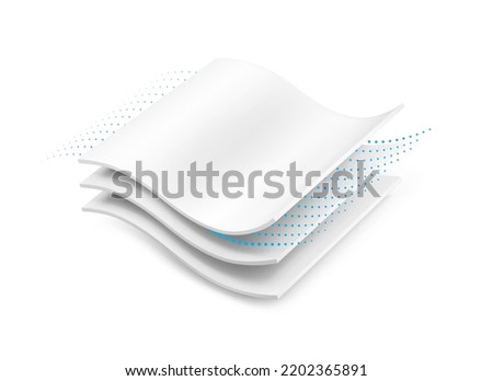 Three wavy layers with realistic shadows. Vector illustration isolated on white background. Template for your product. EPS10.	
