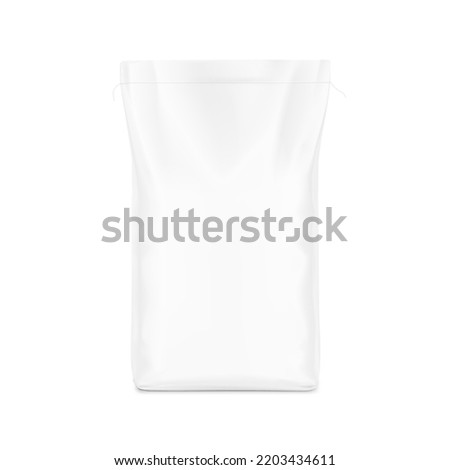 Heavy vertical bag with flat bottom mockup. Front view. Vector illustration isolated on white background. Easy to use for presentation your product. EPS10	