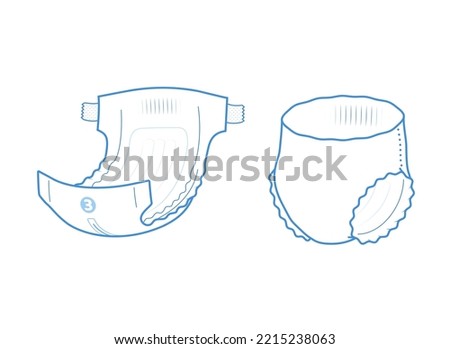 Detailed stroke diaper icon. Vector element isolated on white background. Perfect for showing the diaper, its main parts and benefits. EPS10.	