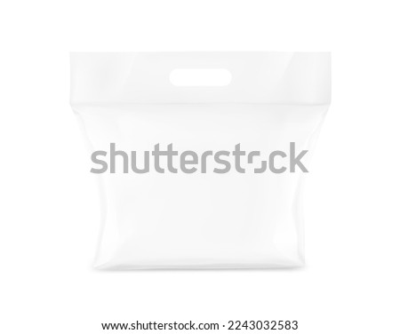 Realistic plastic bag with handle mockup. Vector illustration isolated on white background. Ready and simple to use for your design. EPS10.	