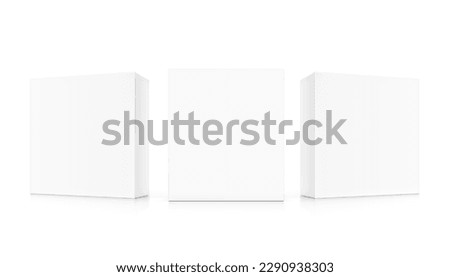 Realistic cardboard boxes mockup set. Front and half side views. Vector illustration isolated on white background. Can be use for food, cosmetic, software and etc. Ready for your design. EPS10.	
