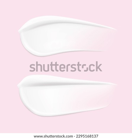 Matt and glossy realistic smears of cream mockup. Vector illustration on pink background. Ready for your design. Easily presents your product. EPS10.