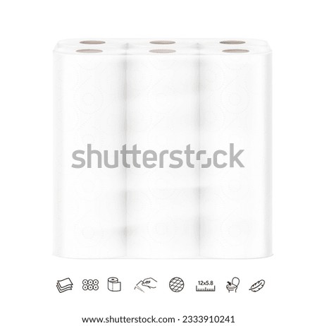 Set of toilet paper roll mockup. Vector illustration isolated on white background. Can be use for template your design, presentation, promo, ad. EPS10.	