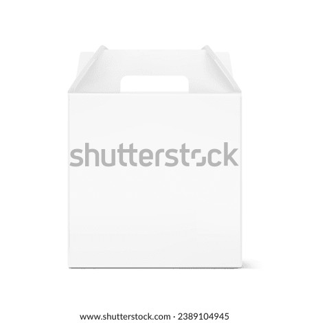 Carry box with handle for transport and sell your product mockup. Vector illustration isolated on white background. Easy to use for presentation your product, idea, promo, design. EPS10.