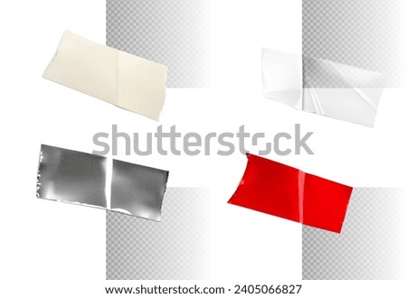 Realistic adhesive tapes of different materials. Vector illustration isolated on white background. Ready for your design. EPS10.