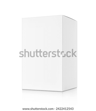 Realistic cardboard box mockup. Vector illustration isolated on white background. Half side view. Can be use for food, cosmetic, pharmacy, sport and etc. Ready for your design. EPS10.