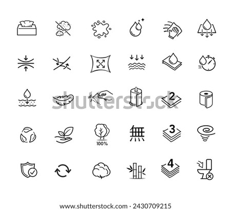 Set icons for toilet paper, napkins, wipes and other hygiene product. Vector illustration. Isolated on white background. It can be used in the adv, promo, package, etc. EPS10.