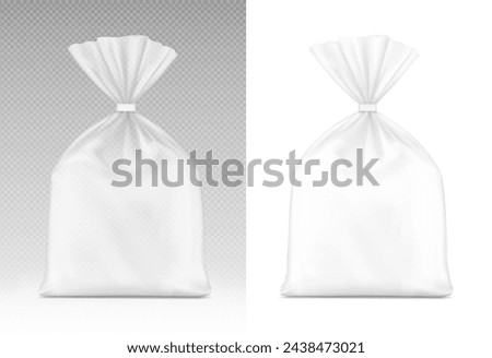 Bag with clip band mockups . Vector illustration isolated on white and transparent background. Mockup will make the presentation look as realistic as possible. EPS10.