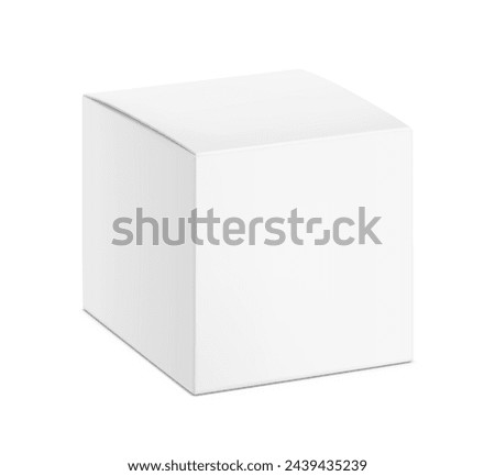 Realistic cardboard box mockup. Vector illustration isolated on white background. Half side view. Can be use for food, cosmetic, pharmacy, sport and etc. Ready for your design. EPS10.