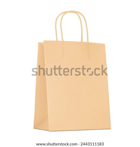 Paper Kraft bag with handle mockup. Vector illustration isolated on white background. Easy to use for presentation your product, idea, promo, design. EPS10.