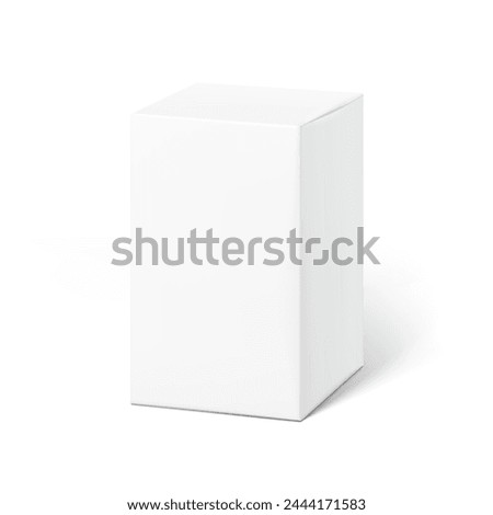 Realistic cardboard box mockup. Vector illustration isolated on white background. Half side views. Can be use for food, cosmetic, pharmacy, sport and etc. Ready for your design. EPS10.