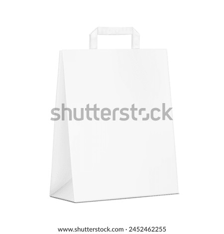 White paper bag with tape internal handle mockup. Vector illustration isolated on white background. Easy to use for presentation your product, idea, promo, design. EPS10.