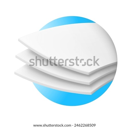 Absorbent three-layer material. Infographic for toilet paper, napkins, wipes and other hygiene product. Vector illustration. Isolated on white background. EPS10.