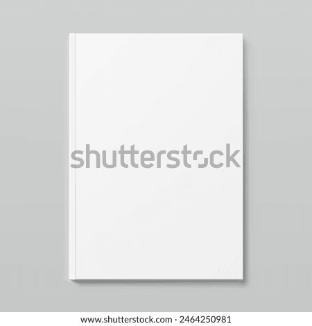 Blank hardcover book mockup. Vector illustration isolated on grey background. Flat lay view.  It can be used for promo, catalogs, brochures, magazines, etc. Ready for your design. EPS10.