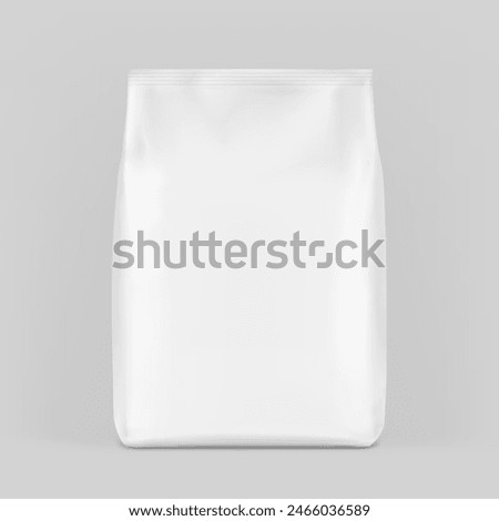 Vertical bag mockup. Front view. High realistic. Vector illustration isolated on grey background. Ready for use in presentation, promo, advertising and more. EPS10.