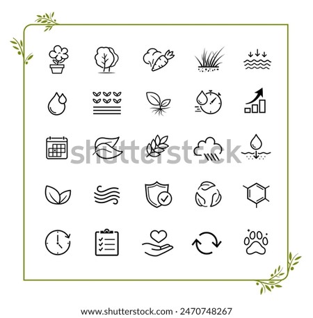Set icons for potting soil, potting mix. The outline icons are well scalable and editable. Contrasting vector elements are good for different backgrounds. EPS10.
